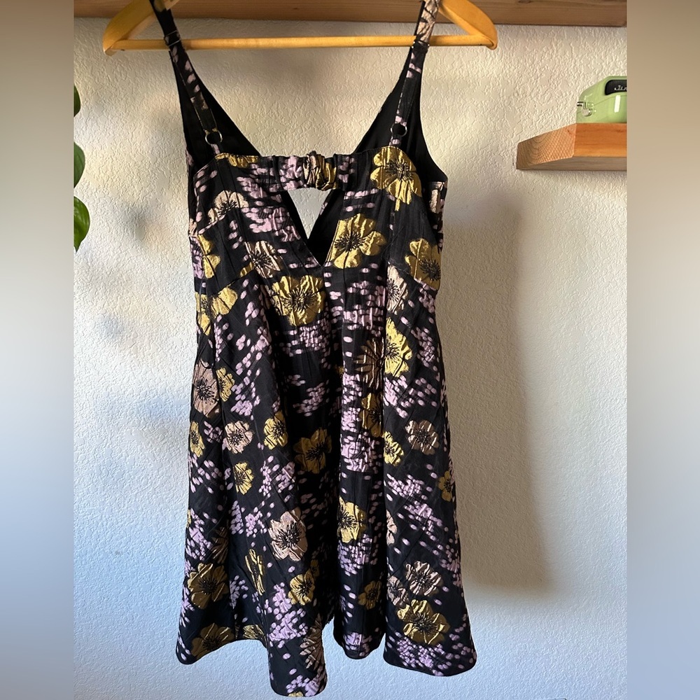 Anthropologie Jacquard A-Line Mini Dress Black size 2 - Picture 5 of 9